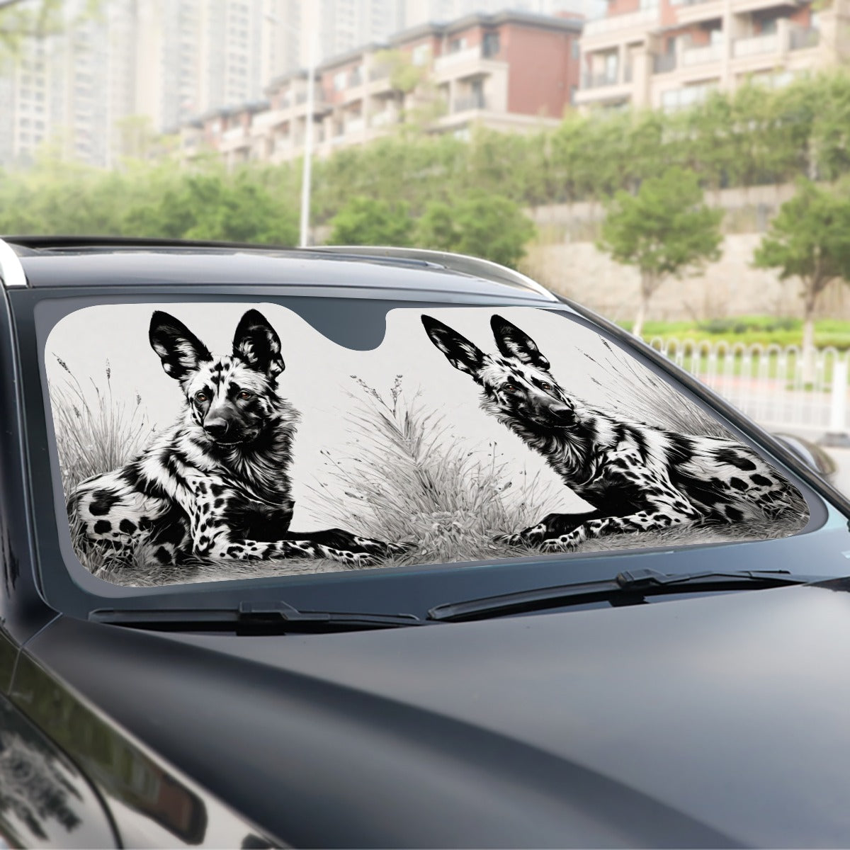 African Painted Dog Windshield Shade IS