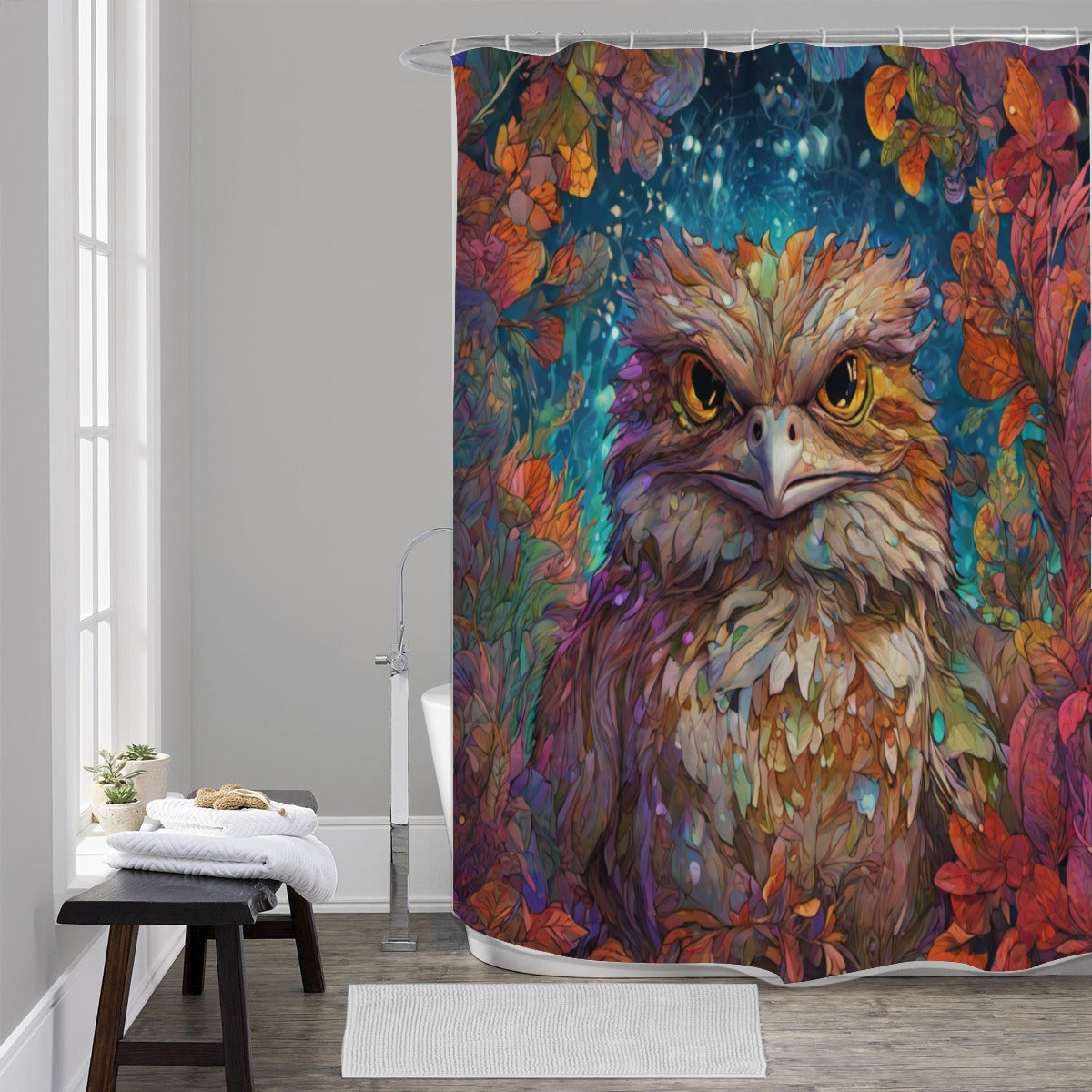 Frogmouth Shower Curtain