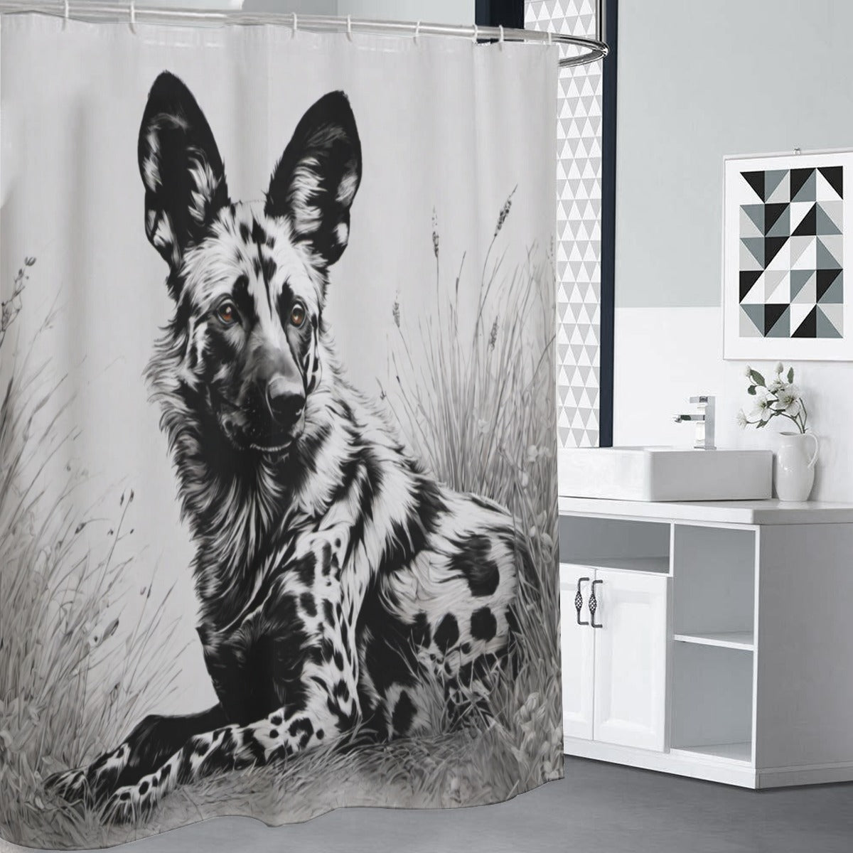 African Painted Dog Shower Curtains IS