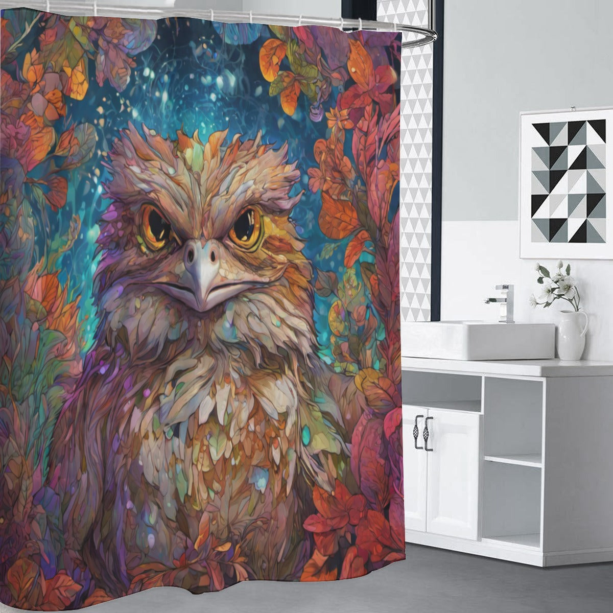 Frogmouth Shower Curtain